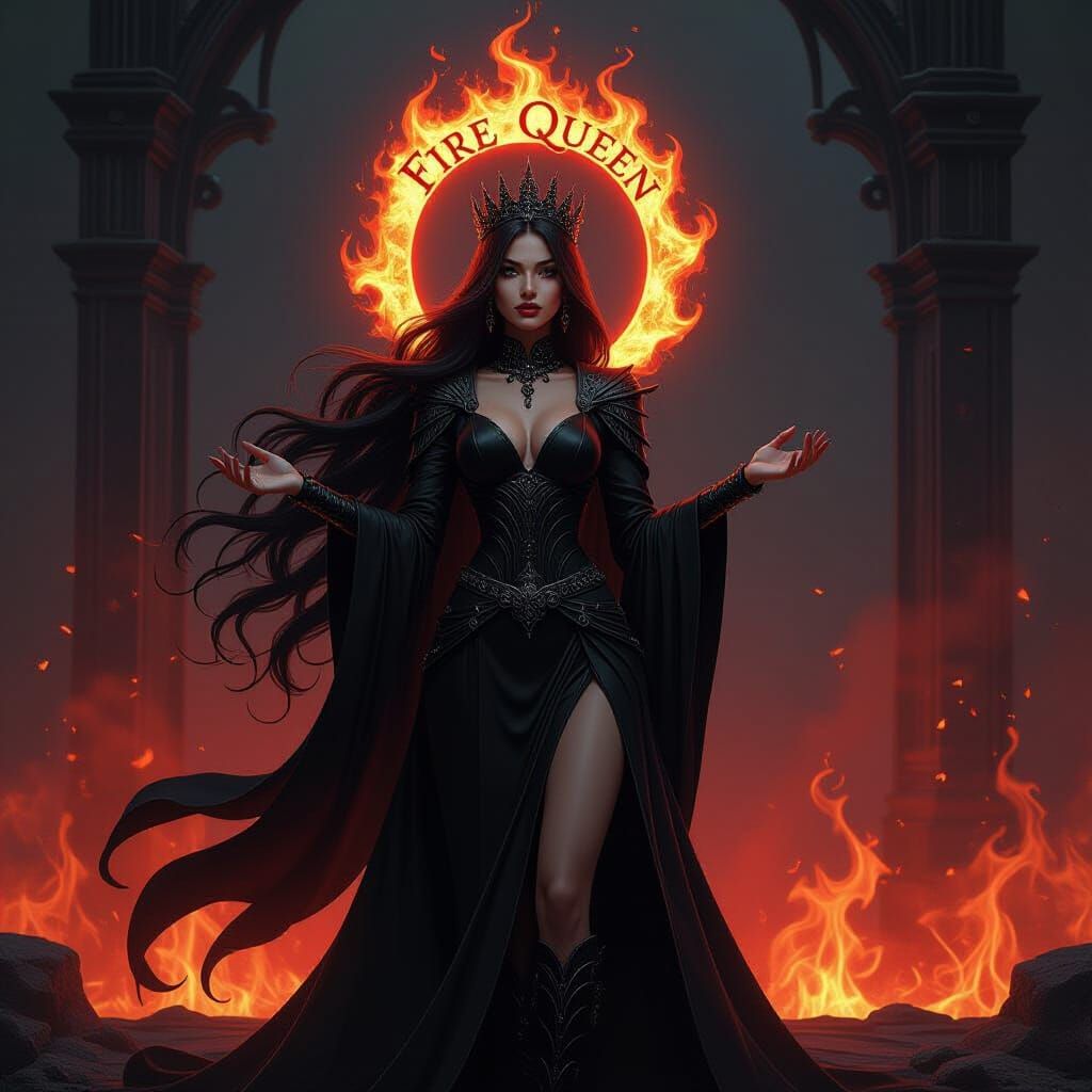 Fire Goddess Queen in Gothic Biomechanical Style
