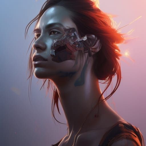 Rebel Warrior Portrait in Hyperdetailed Concept Art