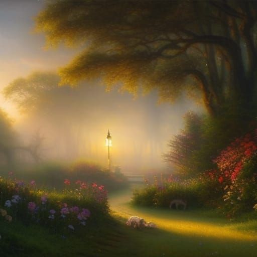 Summer Witch in Meadow: Hyperrealistic Digital Painting