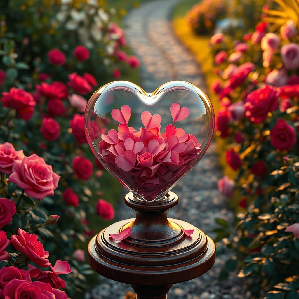 Romantic Heart in Enchanted Garden