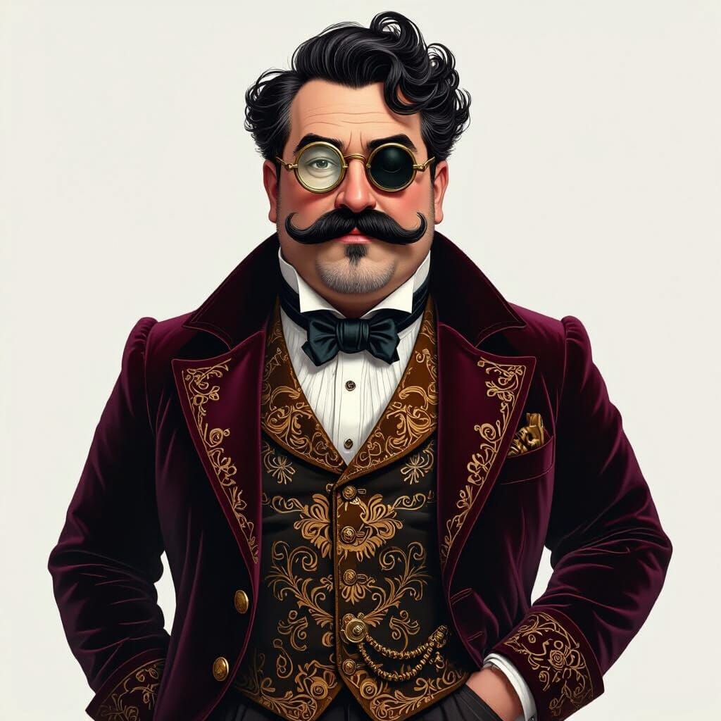 Steampunk Professor with Monocle in Victorian Style