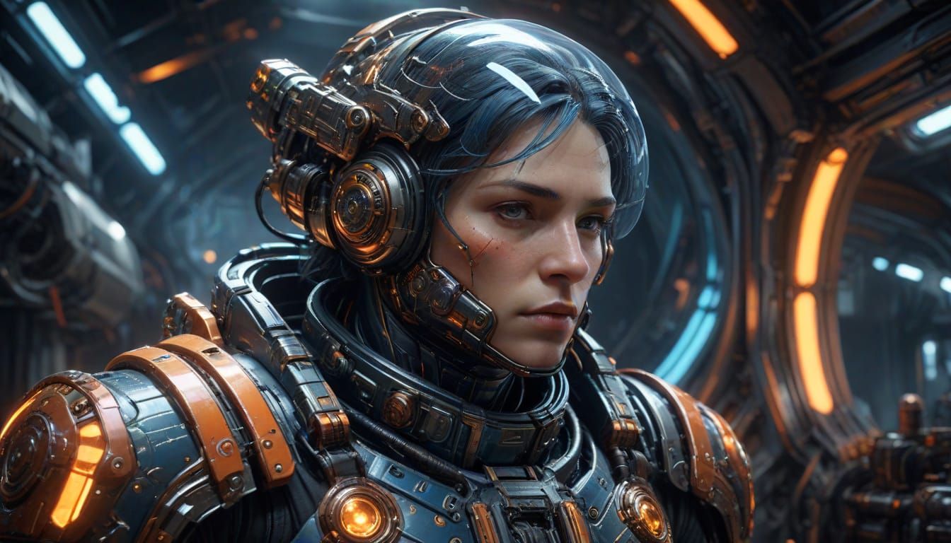 High-Tech Portrait of a Chief Mechanic in Intense Detail