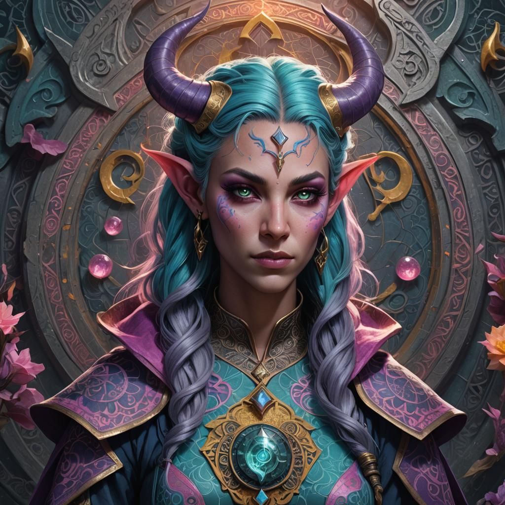 Tiefling Warlock in Dark Fantasy Concept Art