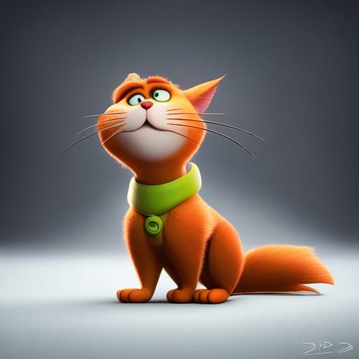 Orange Cat in Pixar Style 3D Art