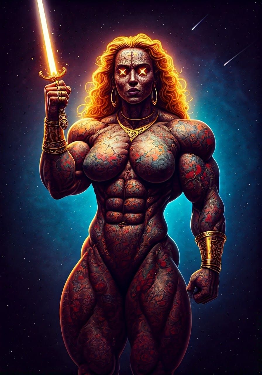 Boris Vallejo Style Stitched Sword-&-Sorcery Heroine