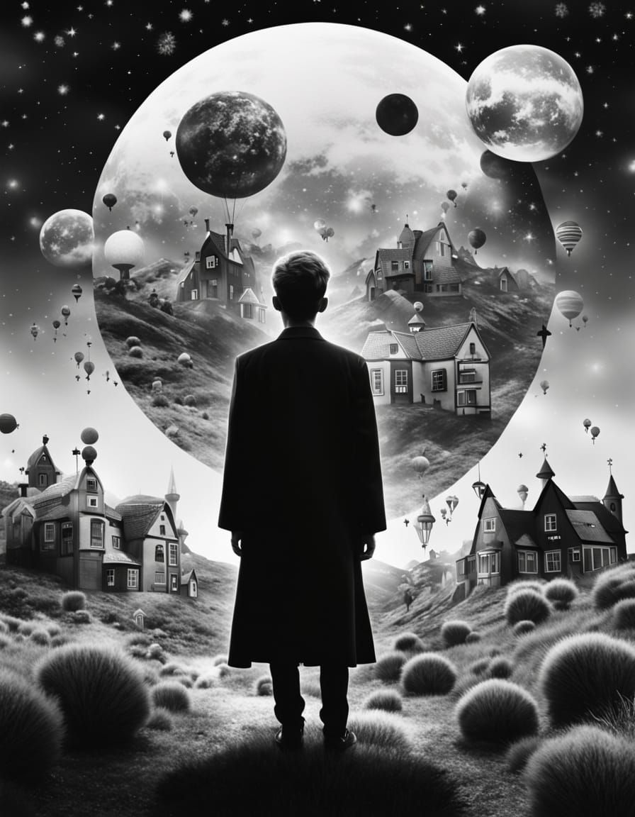 Double Exposure Portrait Blended with Alien Landscape