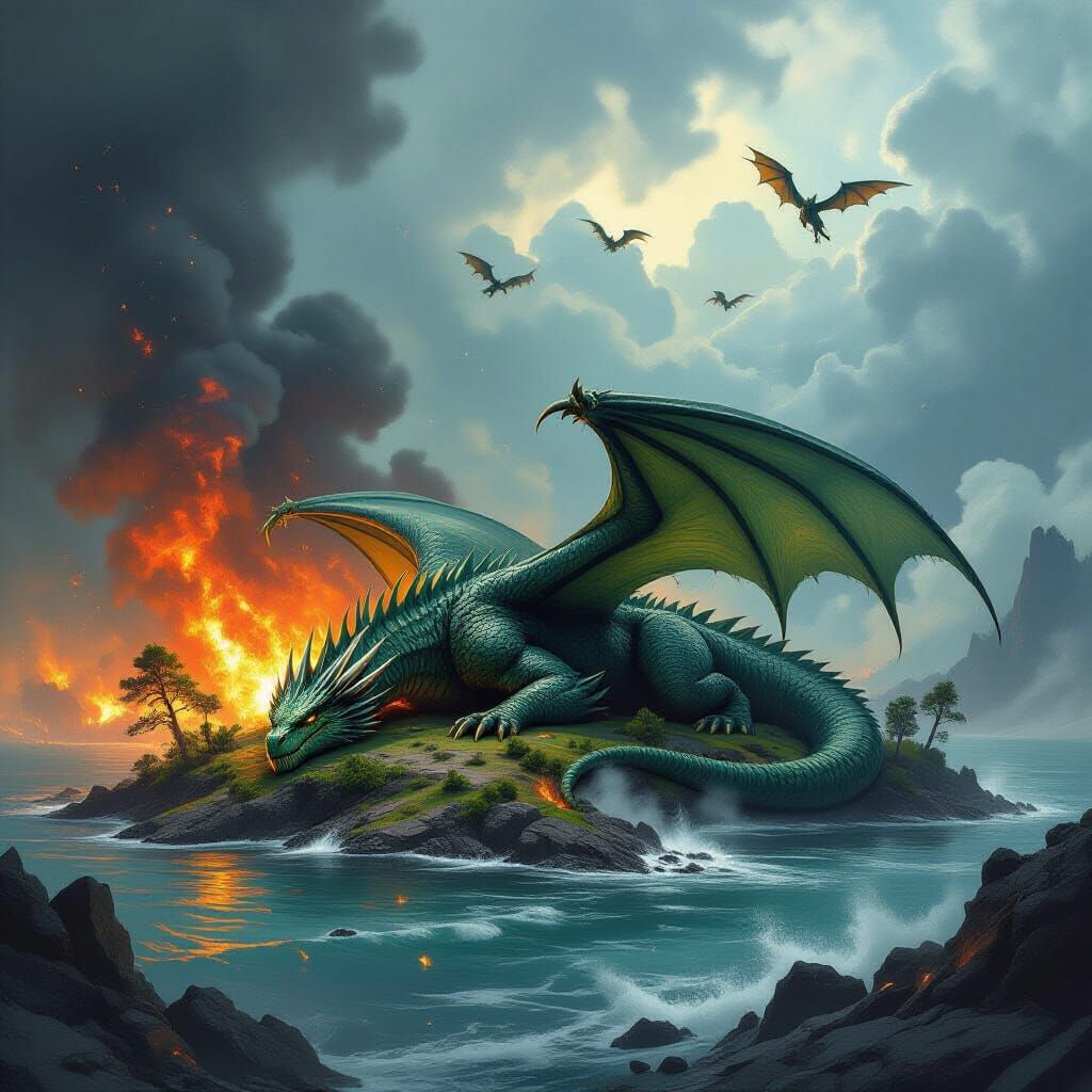 Colossal Fallen Dragon on Charred Island