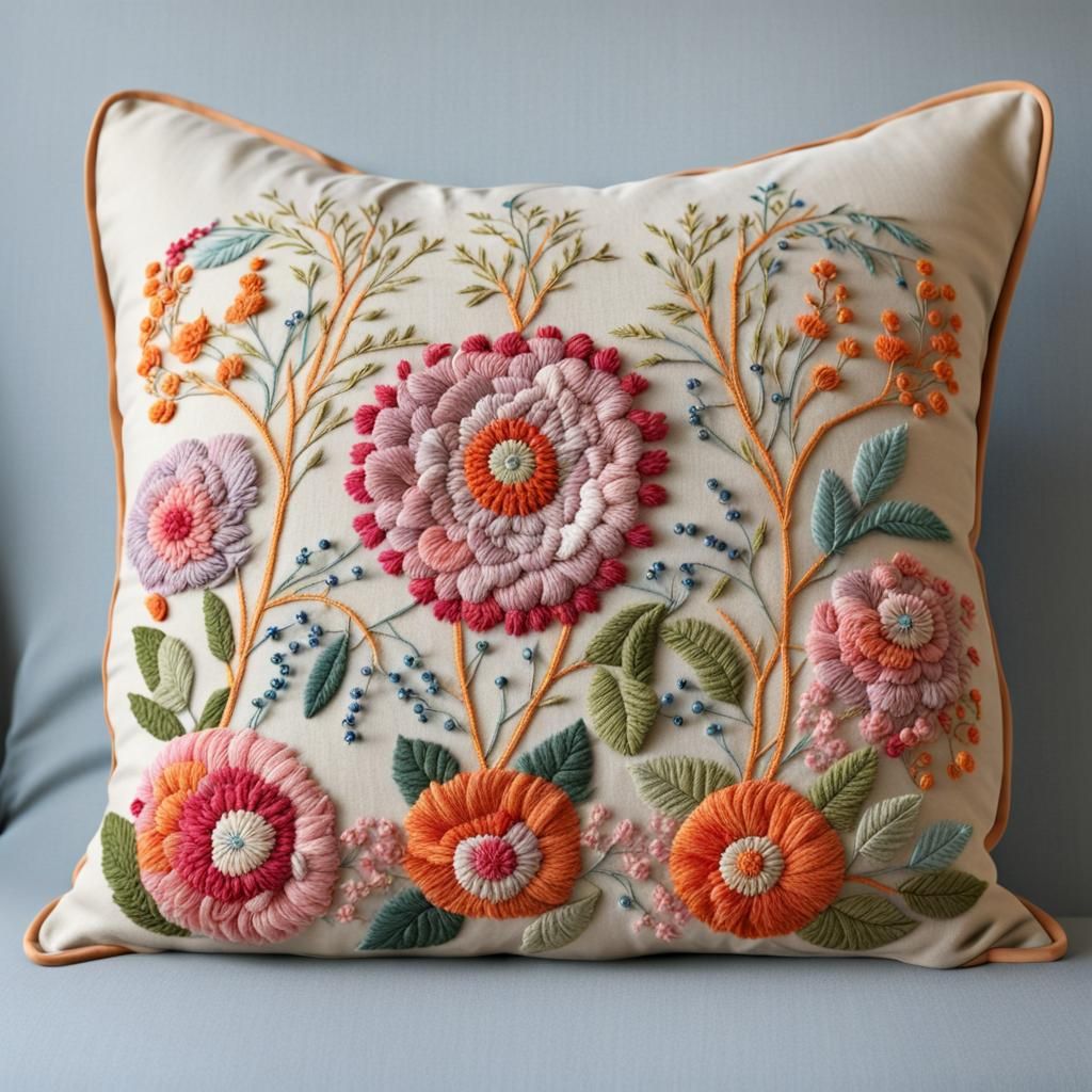 Detailed Embroidery on a Pillow