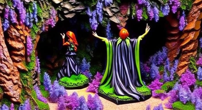Dark Fae Grotto: Miniature Diorama in Goth Style
