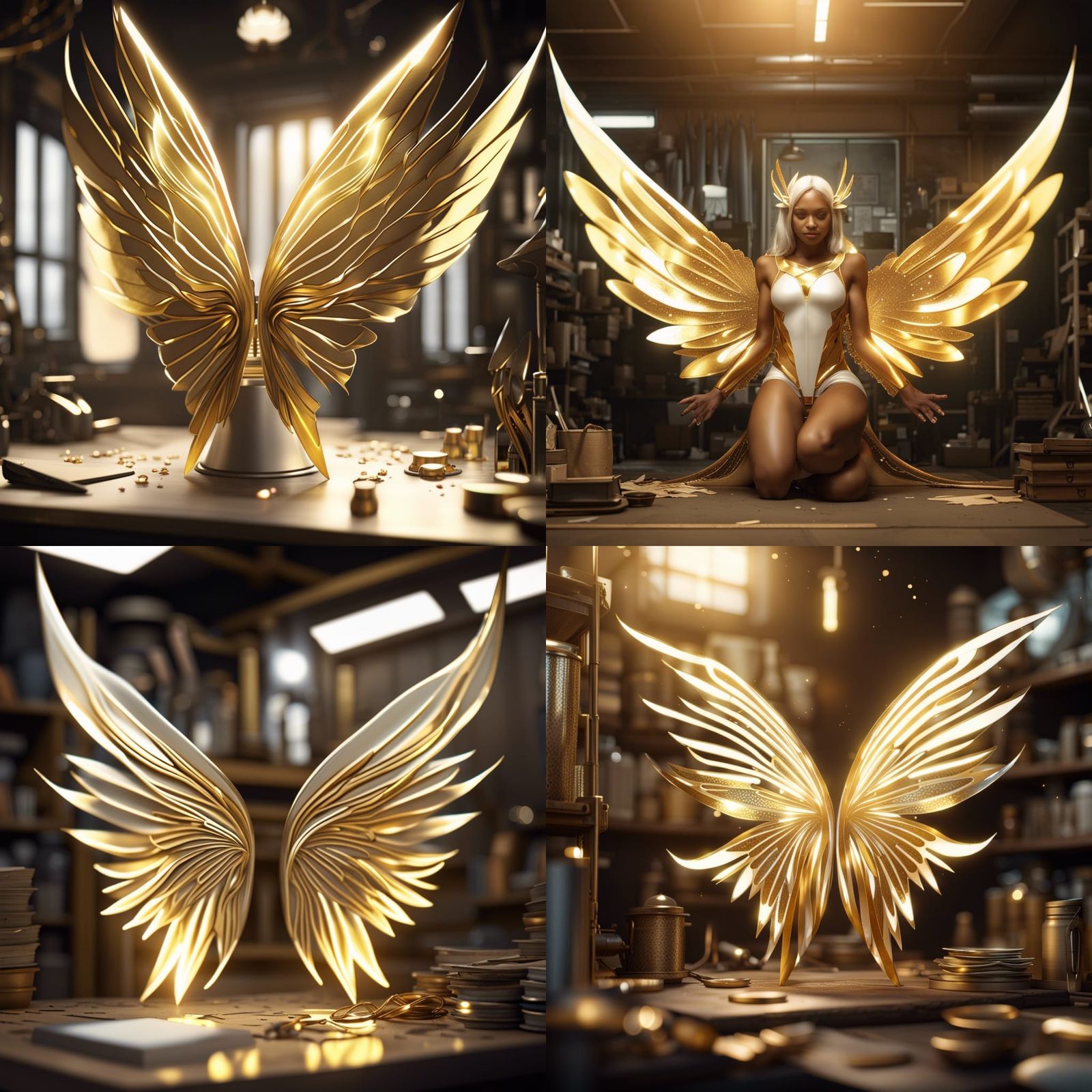 Intricate Metal Fairy Wings in Comic Book Style