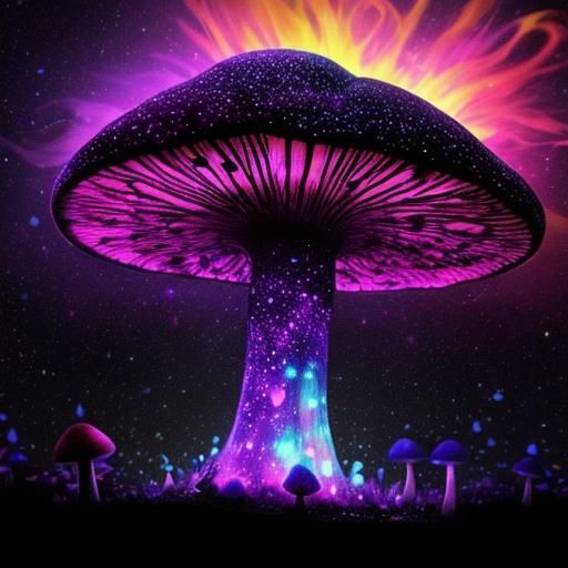 Magic Mushroom in 8D Galaxy Sunset