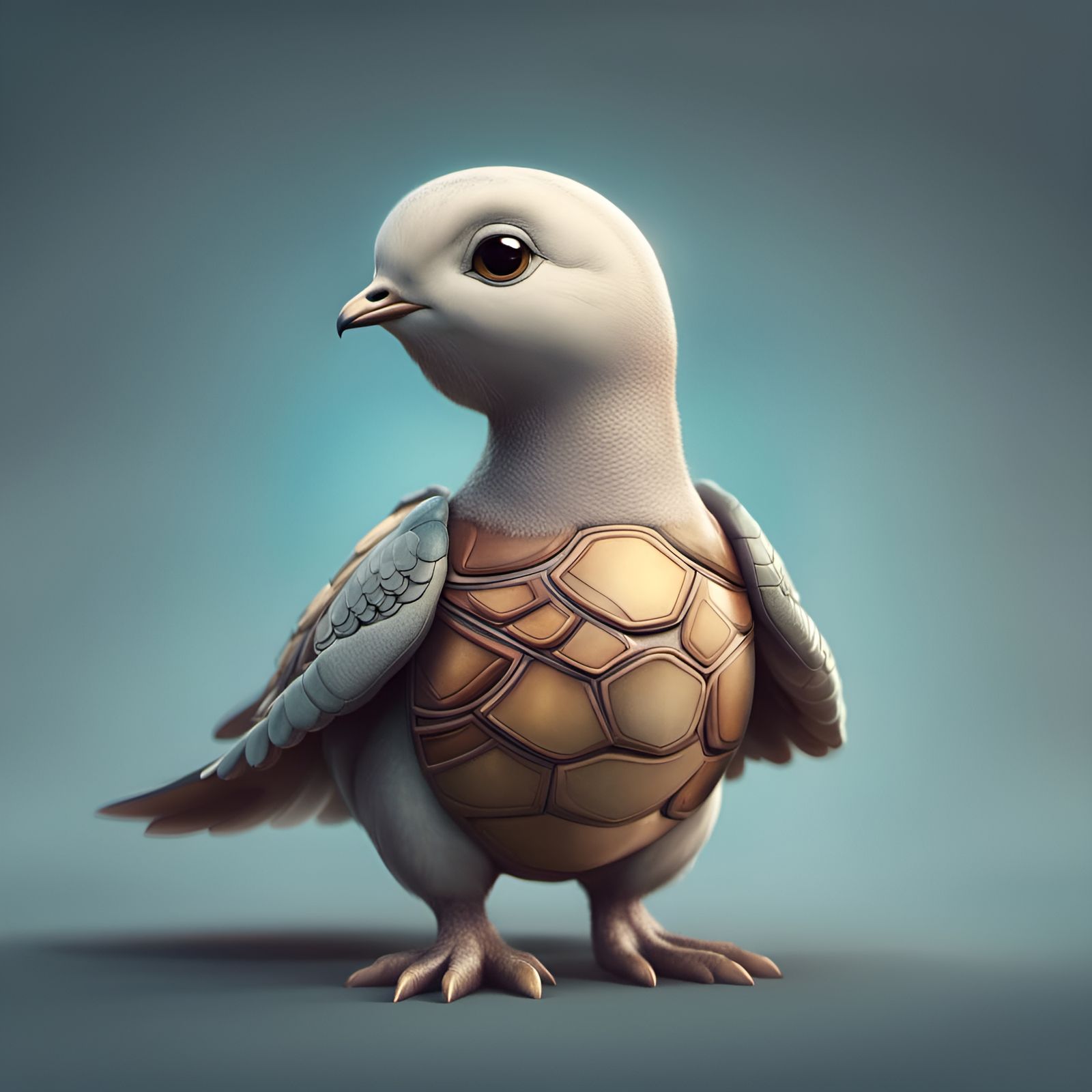 Adorable Turtle Dove Hybrid in Digital Painting Style