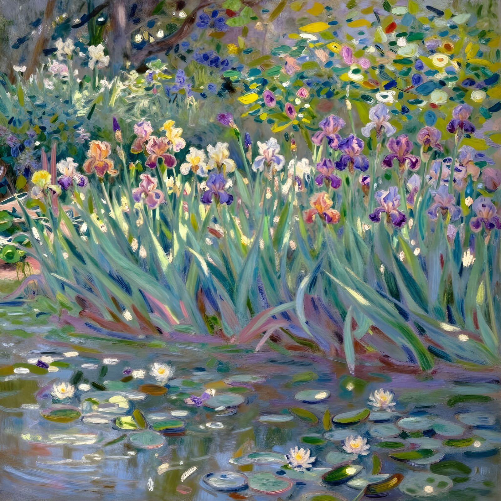 Monet's Giverny Garden in Soft, Feathery Brushstrokes