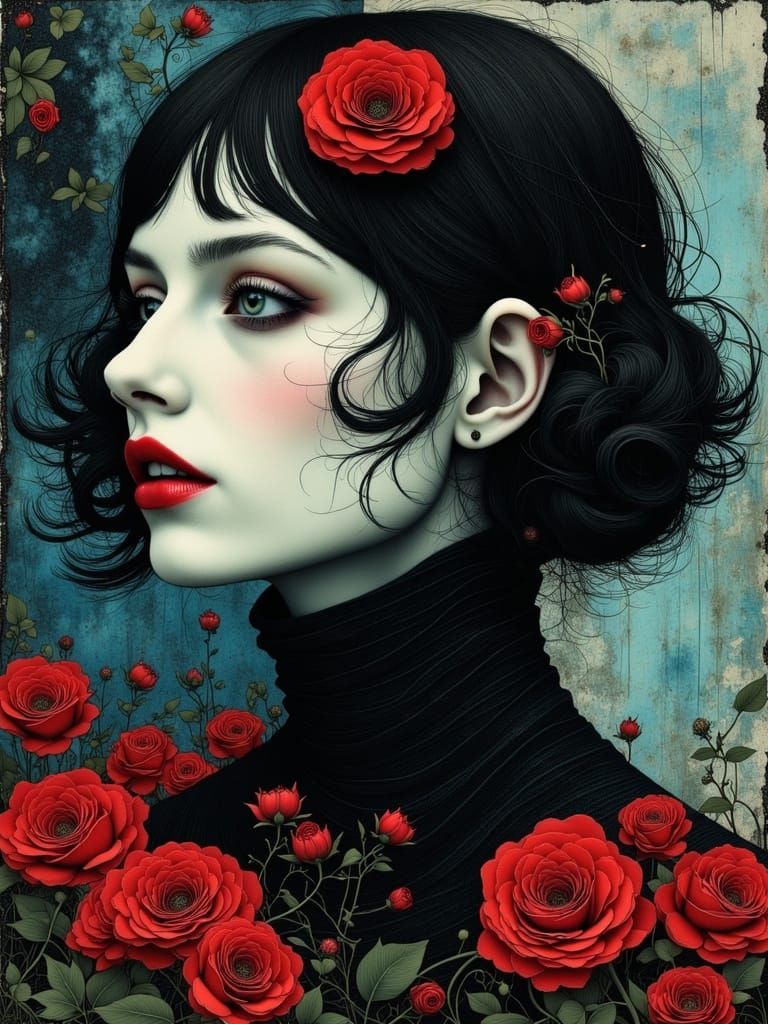 Gothic Woman Portrait in Abstract Fantasy Style