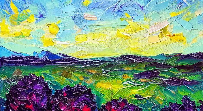 blackberries neo-impressionism expressionist style oil painting, smooth post-impressionist impasto acrylic painting, thi...