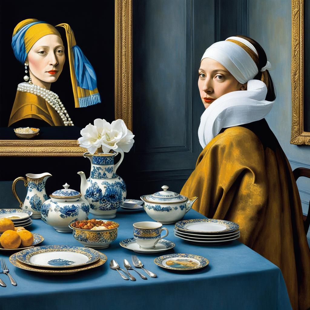 Mona Lisa and Girl with Pearl Earring Painting