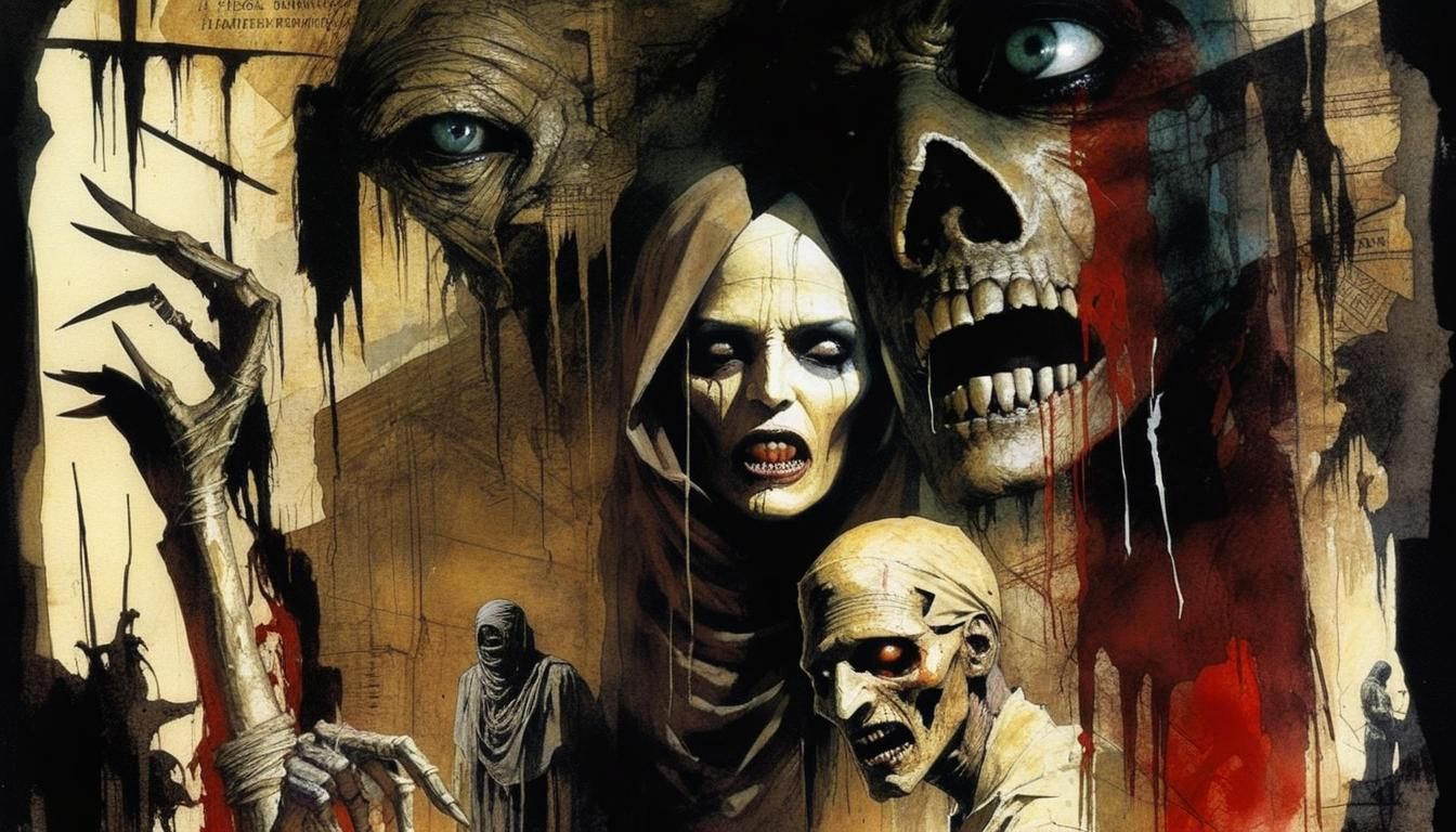 Horrifying Mummy Collage in Gothic Mixed Media