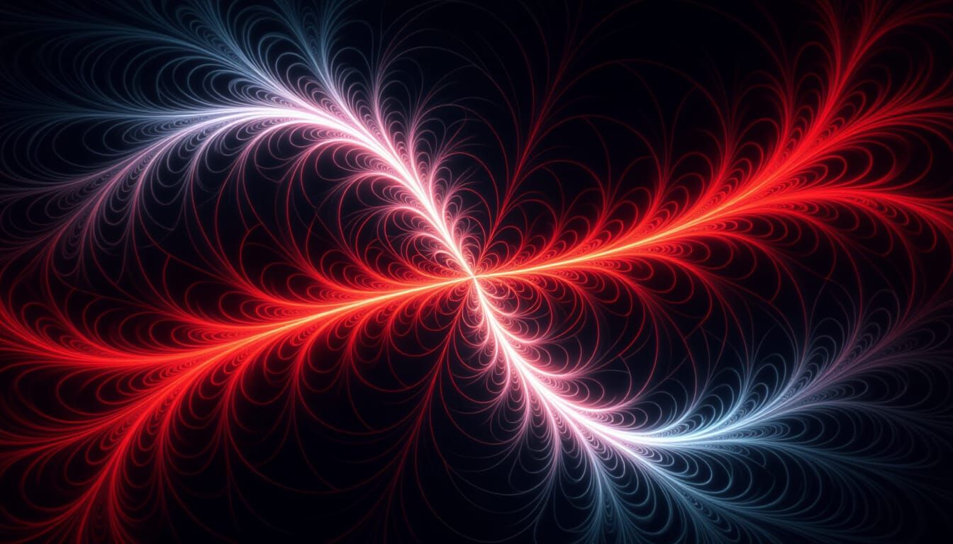 Intricate Fractal Patterns in Vibrant Red and Black 4K