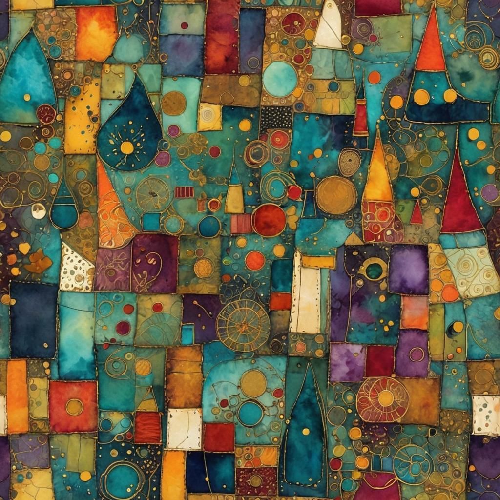 Vibrant Abstract Watercolor with Fabric Textures