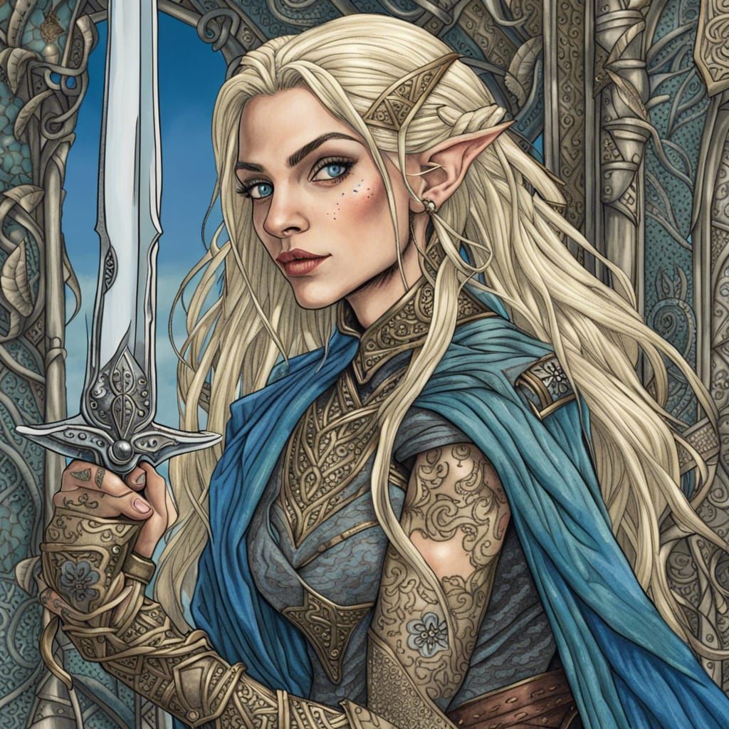 Elven Rogue Portrait with Dagger, Detailed Concept Art