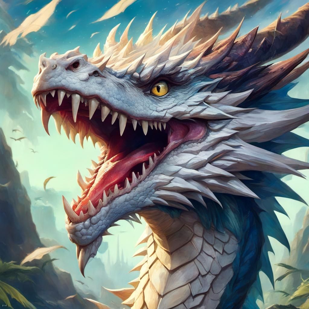 Angry Anime Dragon Portrait with Hyper-Detailed Eyes