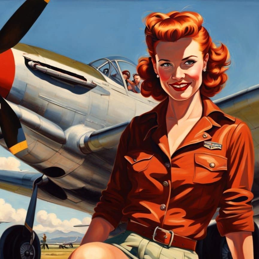 Pin-up Beauty in Vintage Aviation Style