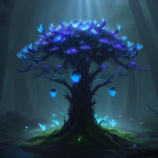 alien fungus, Hyper luminescent bioluminescence emanating fr...