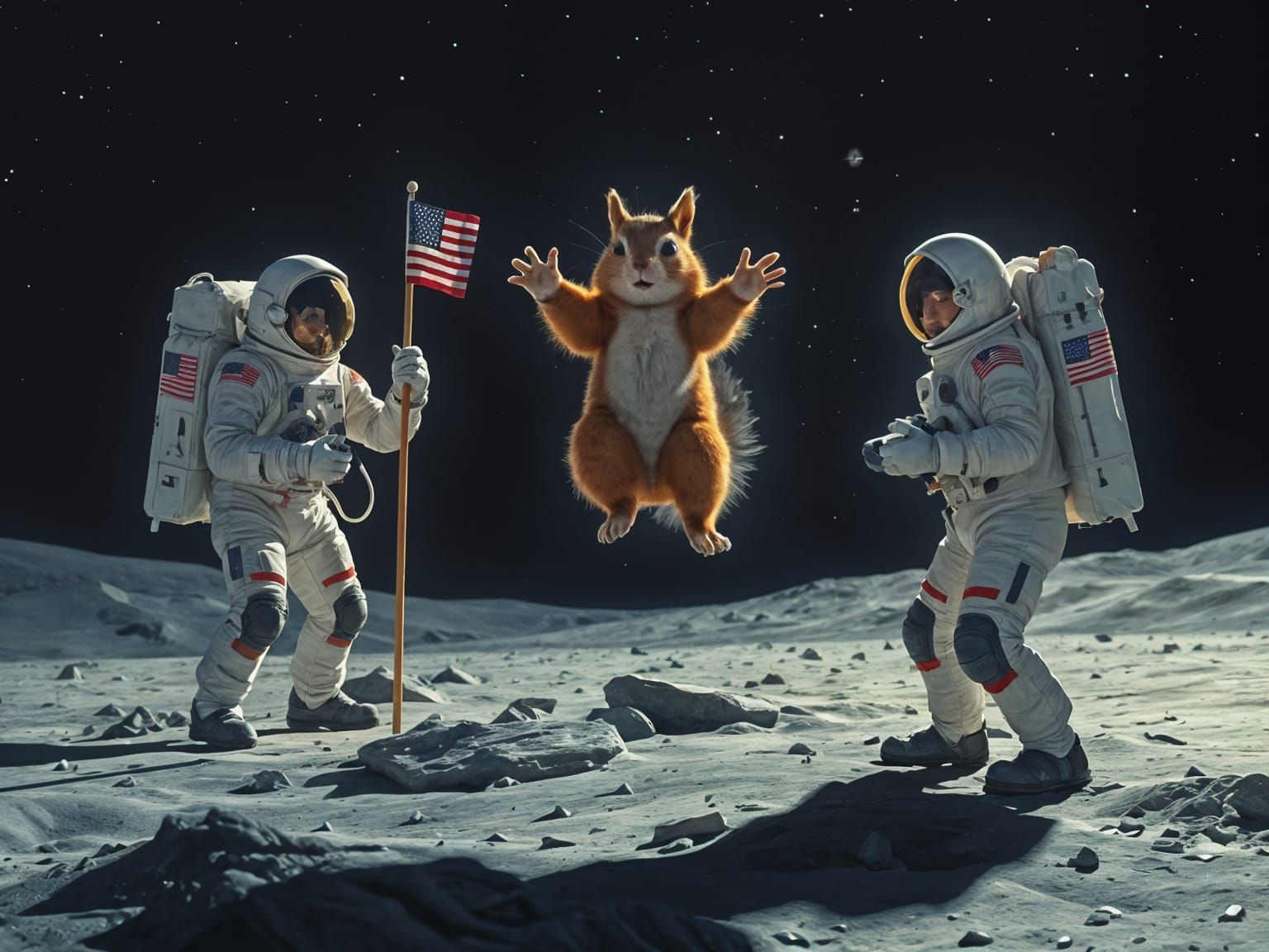 Astronauts' Moon Landing Photobombed by Squirrel