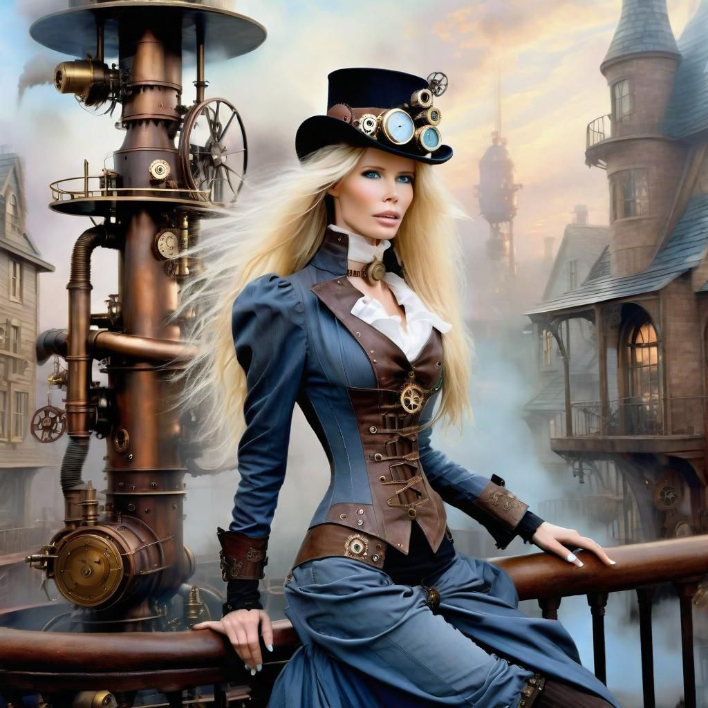 Steampunk Woman with Soft Colors and Textures