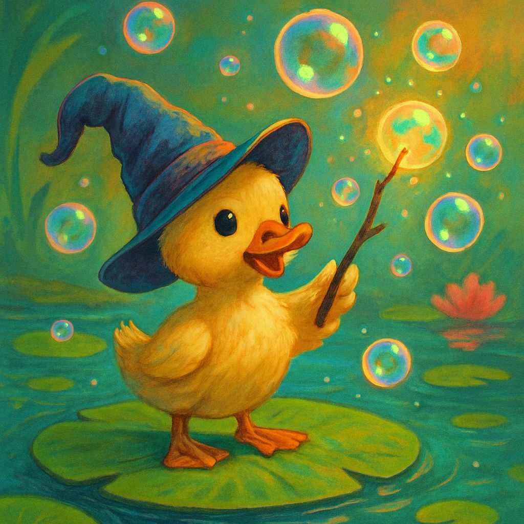 Whimsical Duckling Wizard Casting a Spell