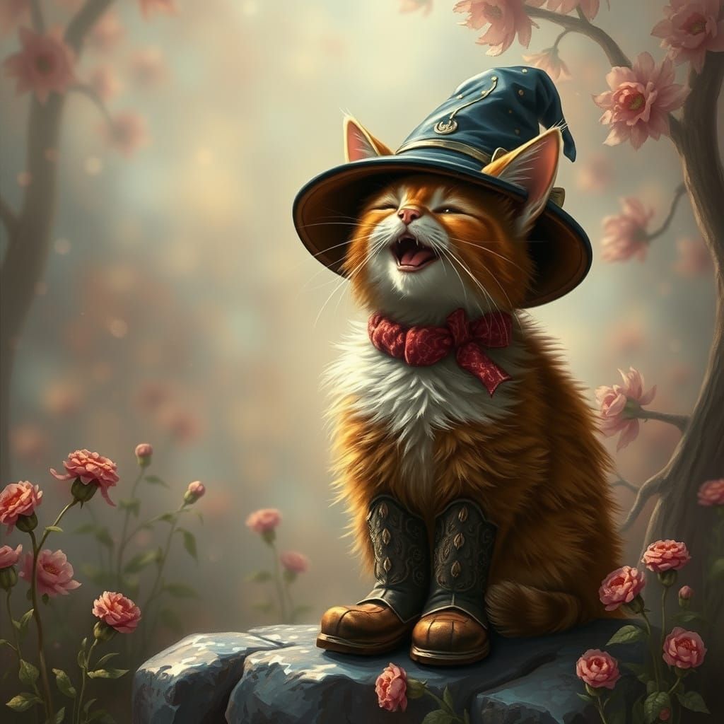 Ethereal Cat in Whimsical Wonderland