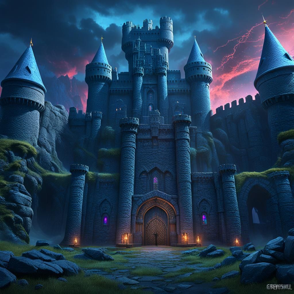 Fantastical Castle Greyskull, Detailed Matte Painting