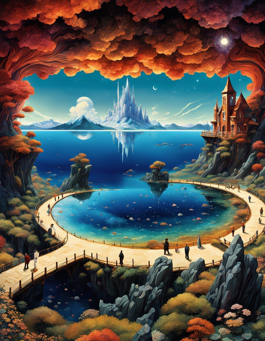 Magical Ethereal Landscape with Crystal Buildings