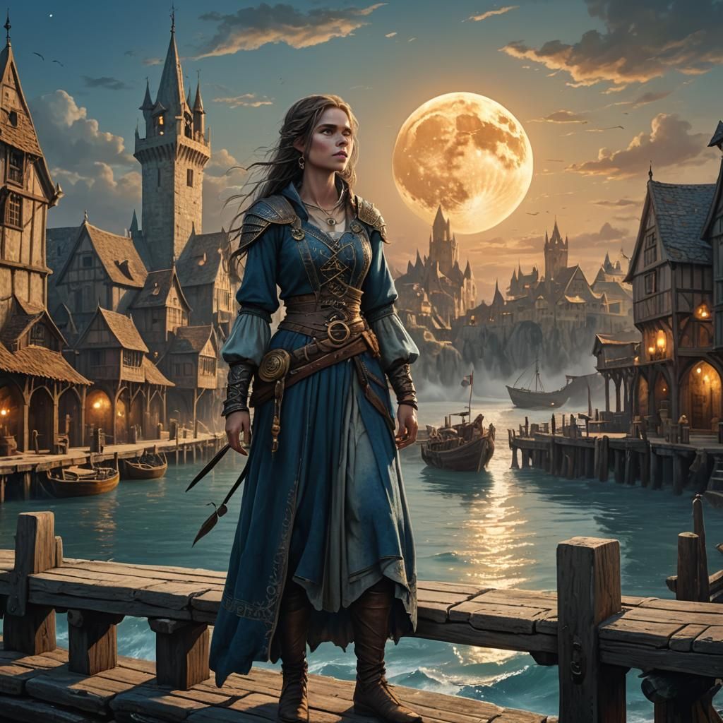 Jackalwere in Medieval City, Fantasy Art