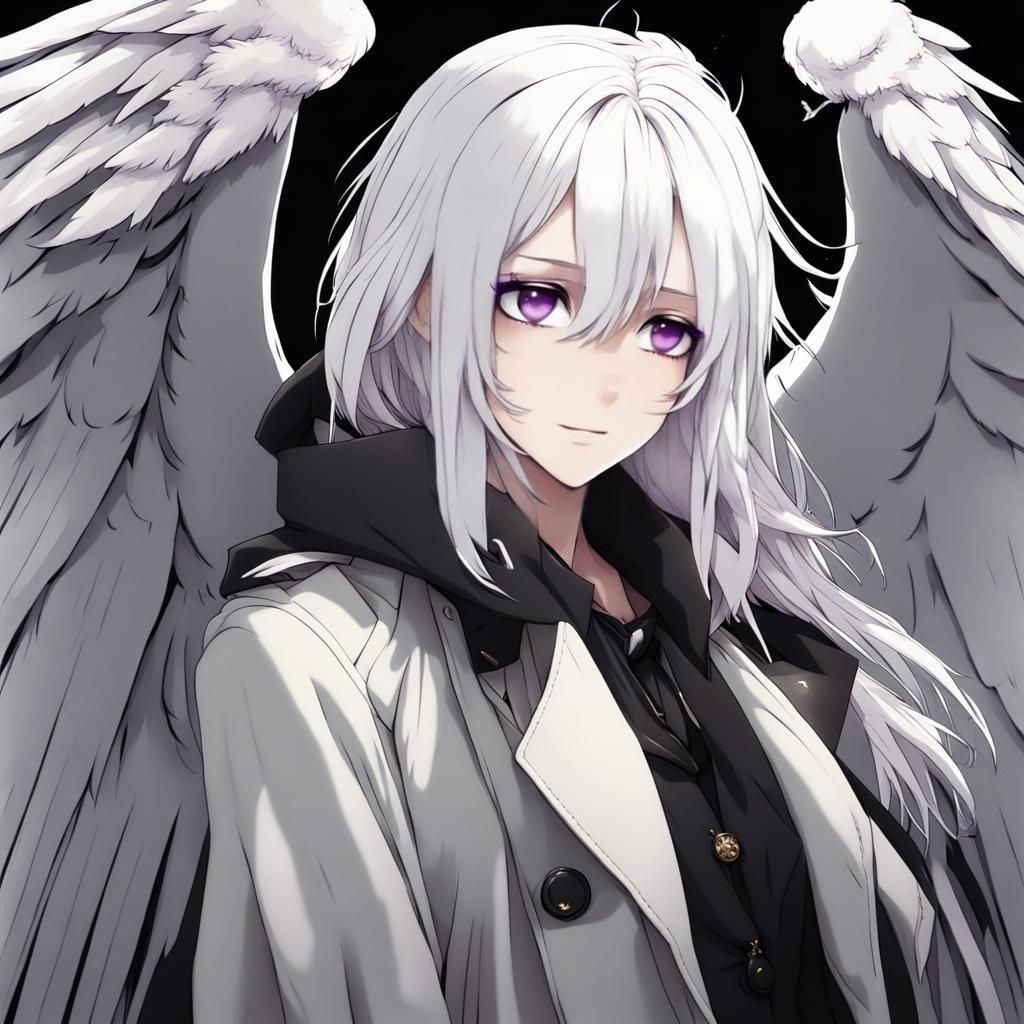 Goth Angel Portrait in Anime Style