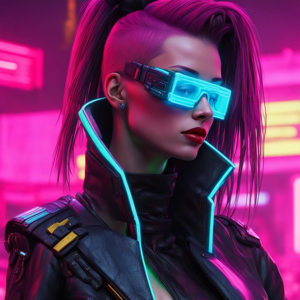 Cyberpunk Ariel in Neon Cityscape