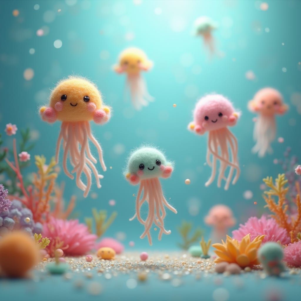 Pastel Kawaii Jellyfish in 3D Anime Style