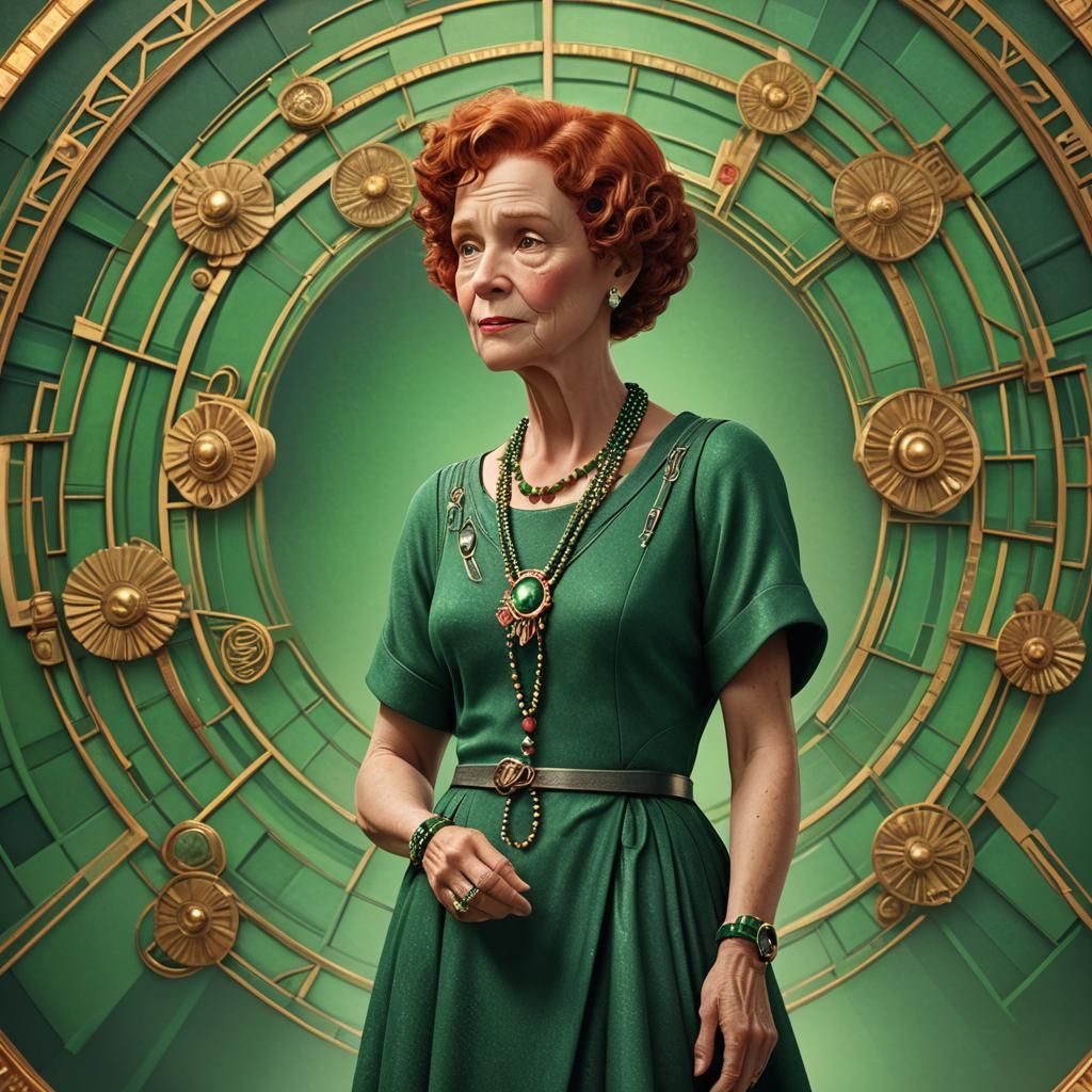 Granny in Green Gown as 3D Digital Art