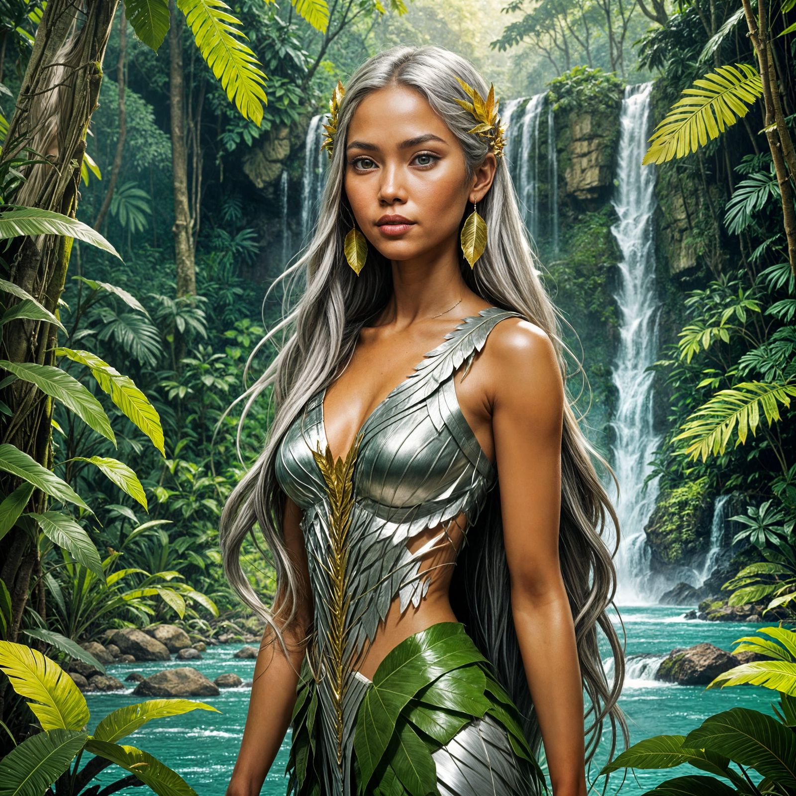 Diwata in Philippine Jungle with Waterfall