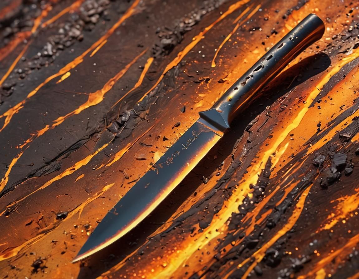 Bonfire Blade: Hyperrealistic Digital Art Close-Up