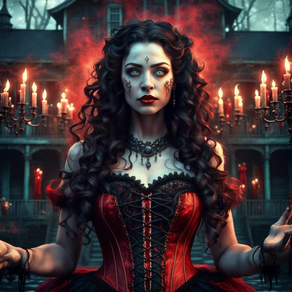 Cajun Bayou Witch Summoning Ghosts, Fantasy Art