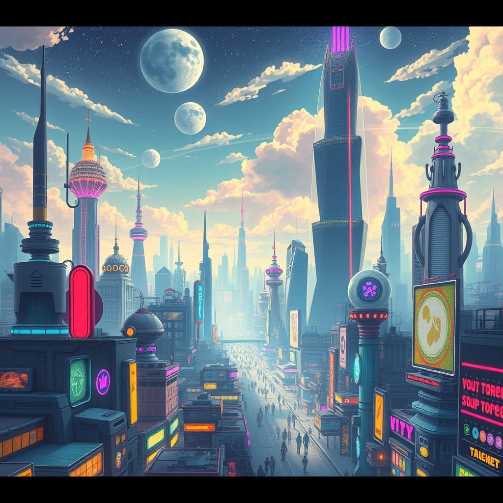 Utopian Futuristic Metropolis Unfolds in Retro-Futuristic Dr...