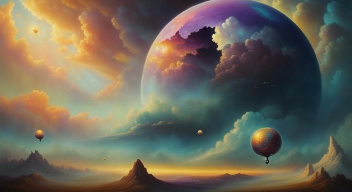 Dreamlike Surrealism: Person Surrounded by Visions