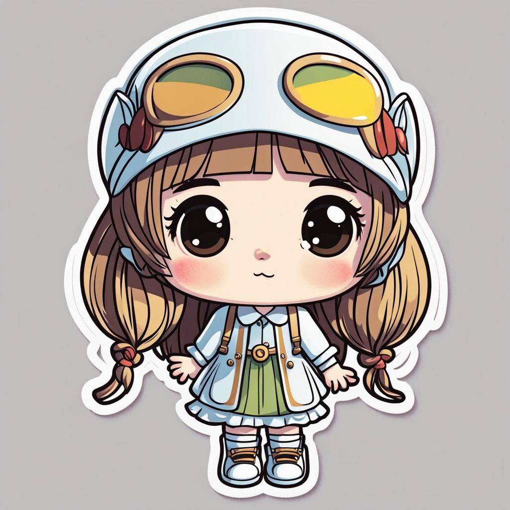 Cute Chibi Girl Cartoon in Tim Burton Style