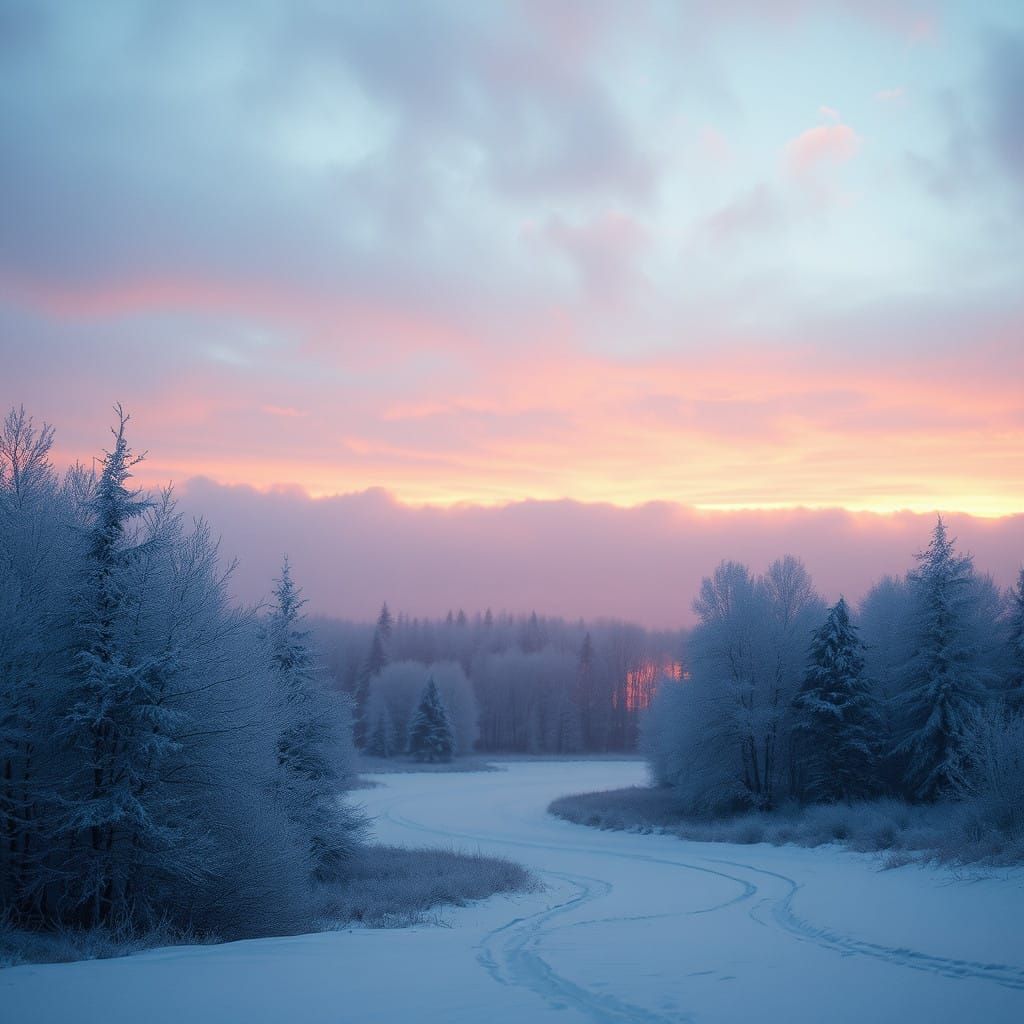 Ethereal Winter Dawn in Cinematic Style