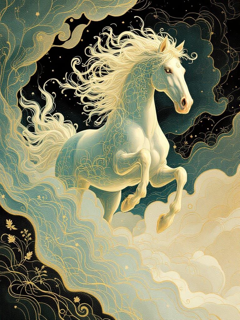 Ethereal Horse in Art Nouveau Style