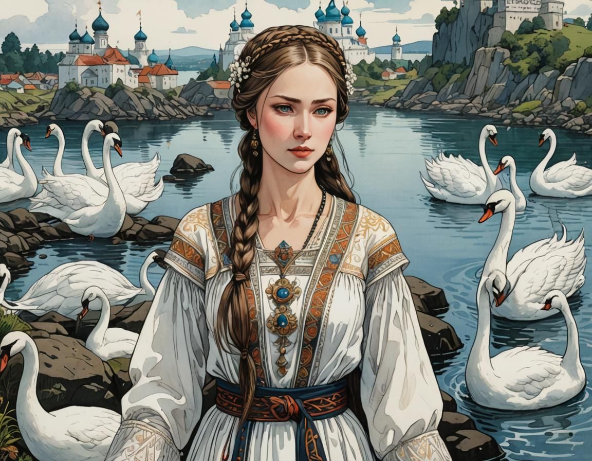 Slavic Princess-Mage Summoning Spell: Manga Watercolor Illus...