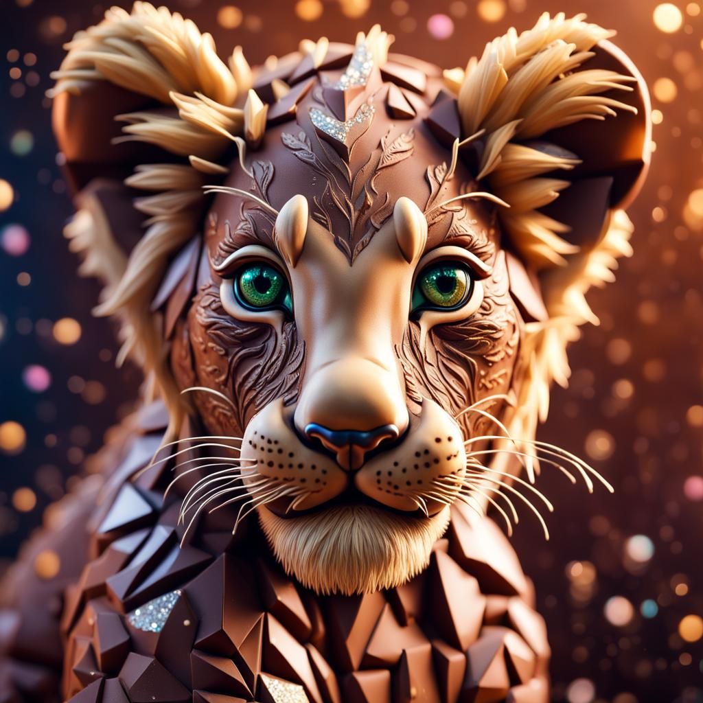 Chocolate Lion Cub with Glittering Details
