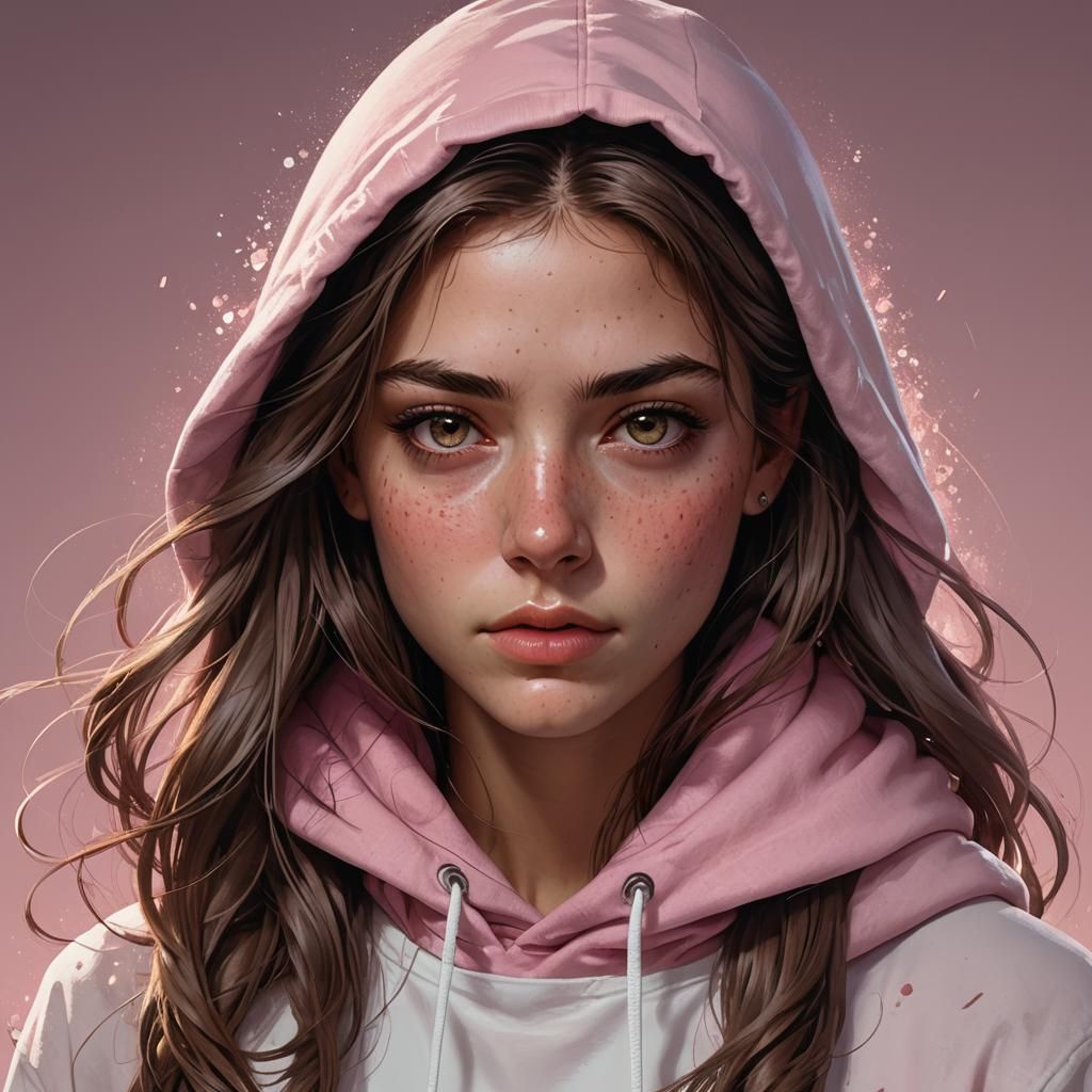 Teenage Girl Portrait in Art Nouveau Style