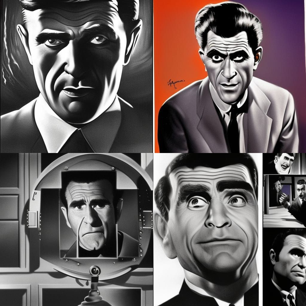Rod Serling in Twilight Zone: Hyperrealistic Portrait